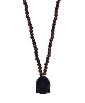 Brunt trähalsband med Buddha huvud
