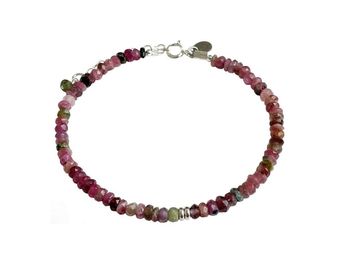 Vattenmelon Turmalin armband silver