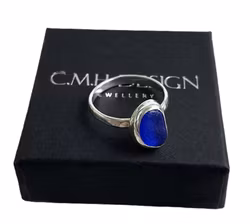 Ring med blå Sjöglas silver
