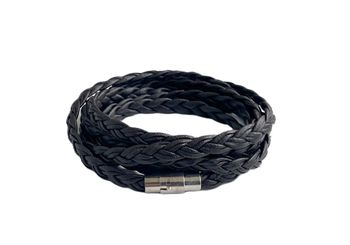Svart flätat läderarmband herr
