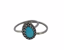Svarta ringar med Turkos silver