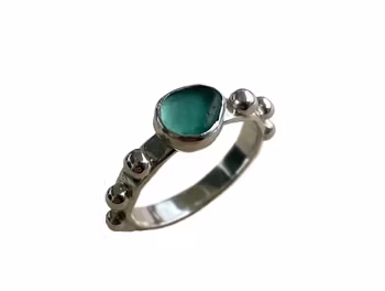 Sjöglas ring 925 silver