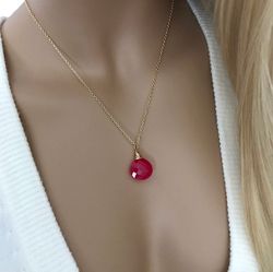 Halsband rosa Kalcedon droppe