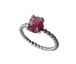 Rosa rå Turmalin ring silver