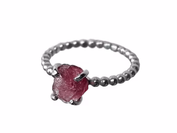 Rosa rå Turmalin ring silver