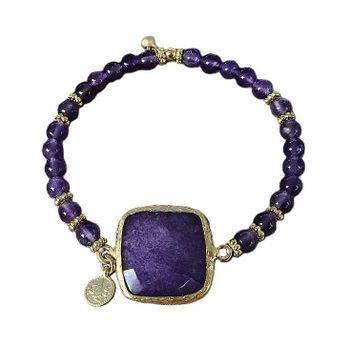 Armband lila stenar