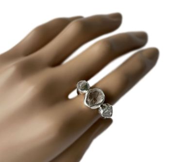 Rå klar kristallring silver