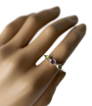 Peridot och Ametist ring silver