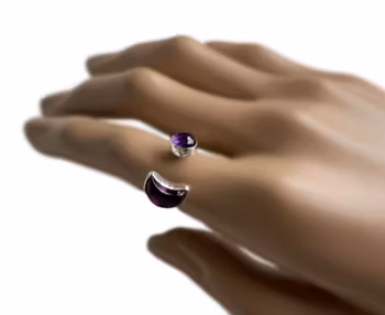 Silverring med Ametist halvmåne