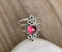 Silverring rosa Kvarts kristall