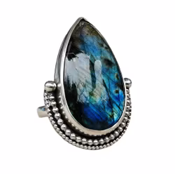 Stor Labradorit ring silver