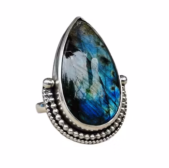 Stor Labradorit ring silver