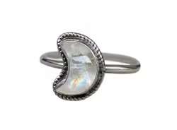Silverring med Månsten halvmåne