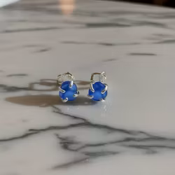 Blå Sjöglas örhängen silver