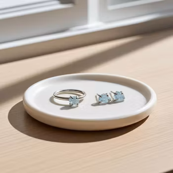 Rå Akvamarin smycken set