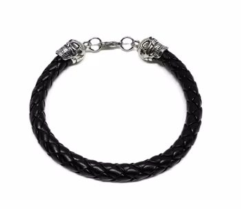 Svart tjockt läderarmband herr