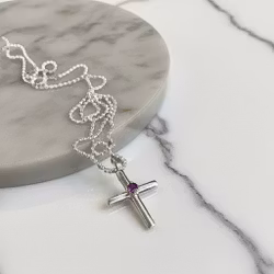 Korshalsband med sten silver