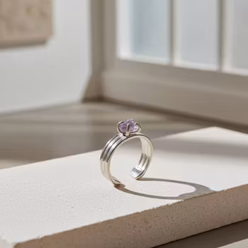 Silverring Rå Ametist