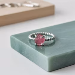 Rosa rå Turmalin ring silver
