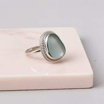 Stor Sjöglas ring silver