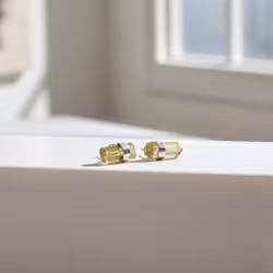 Örhängen gula råa miniraler silver