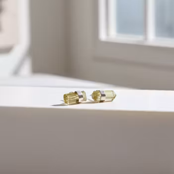 Örhängen gula råa miniraler silver