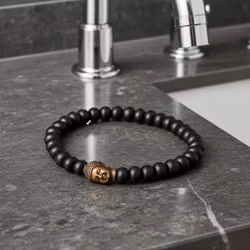 Svart Buddha armband herr