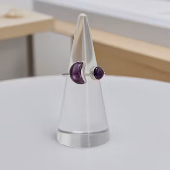 Silverring med Ametist halvmåne