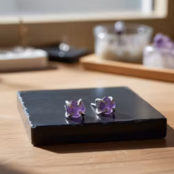 Rå Ametist örhängen silver