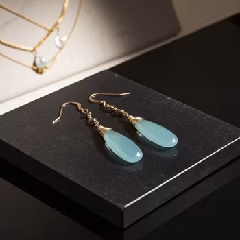 Turkosa Kalcedon örhängen guld