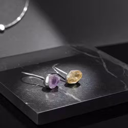 Rå Ametrin örhängen silver