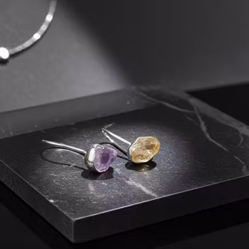 Rå Ametrin örhängen silver