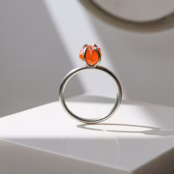 Rå Karneol ring silver