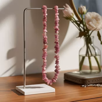 Rosa rå Turmalin halsband silver