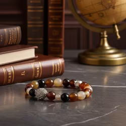 Brunt facettslipat Agat armband herr