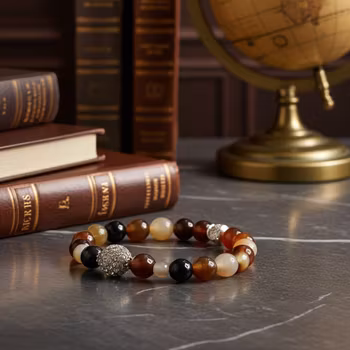 Brunt facettslipat Agat armband herr