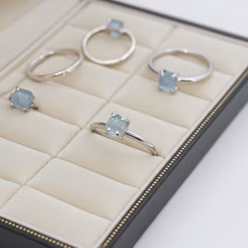 Silverring rå Akvamarin sten