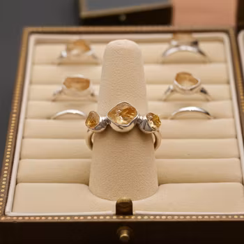 Kristallring rå gul Citrin silver