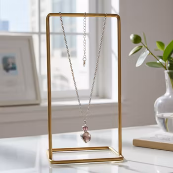 Halsband rå Rosenkvarts sten silver