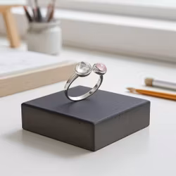 Regnbågsmånsten och rosa Kalcedon ring