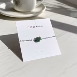 Armband med grön rå Apatit sten silver