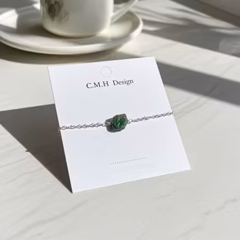 Armband med grön rå Apatit sten silver