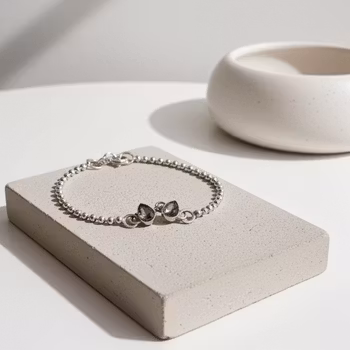 Silverarmband Svarta Turmalin stenar