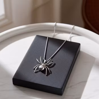 Silverhalsband med spindel