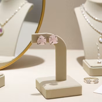 Rå rosenkvarts örhängen silver