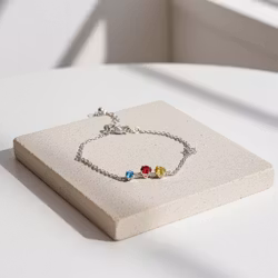 Armband gult rött och blått silver