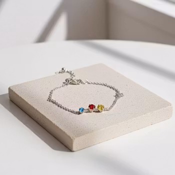 Armband gult rött och blått silver