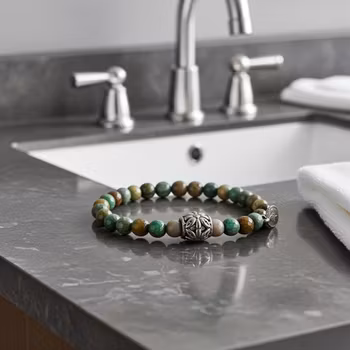 Grönt Agat armband herr