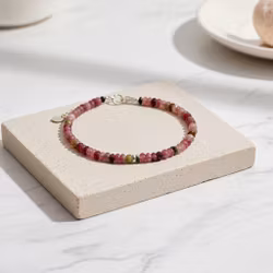 Vattenmelon Turmalin armband silver