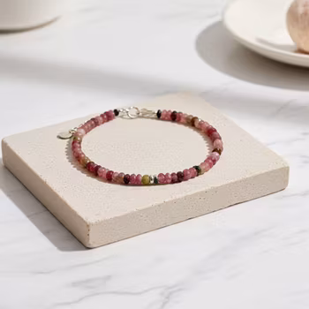 Vattenmelon Turmalin armband silver